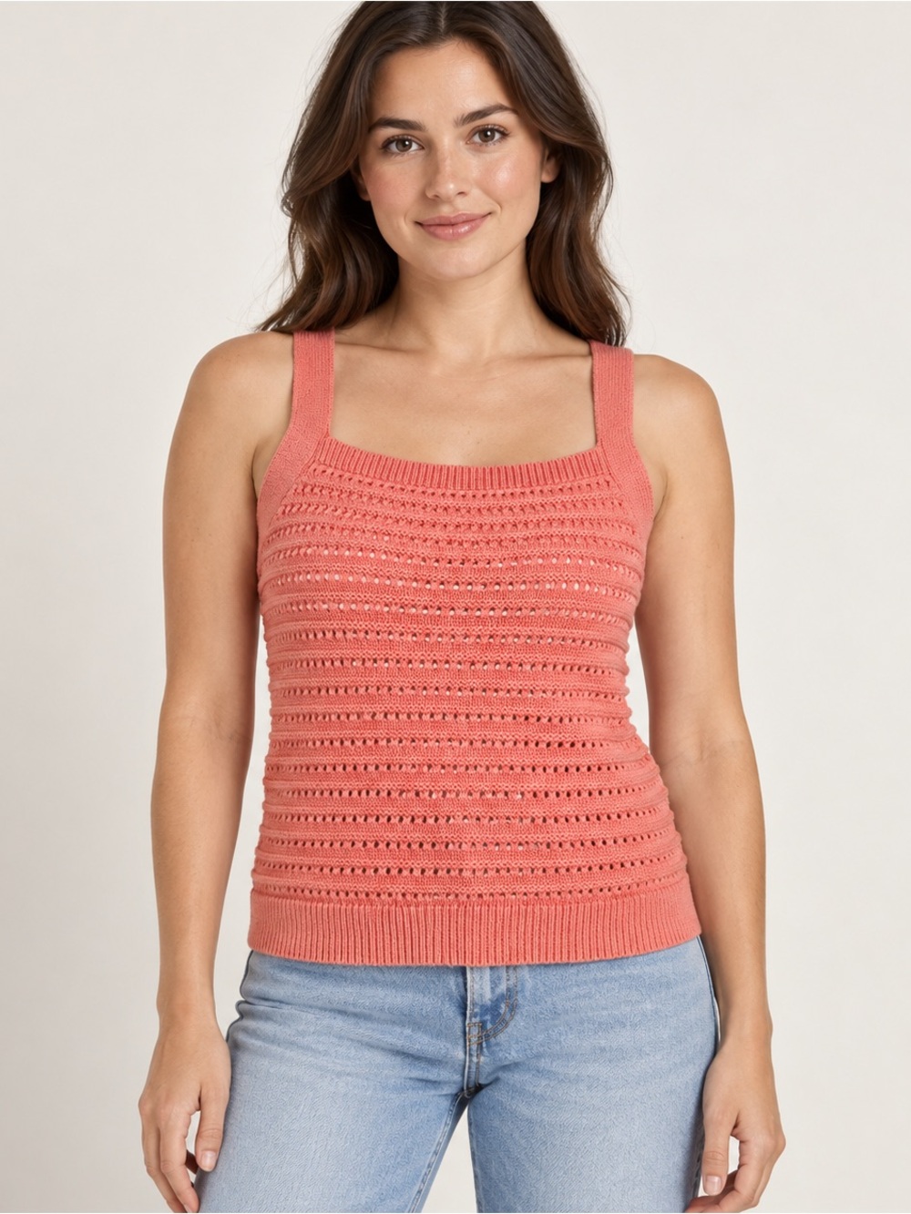 Universal Thread Coral Crochet Knit Tank Top L